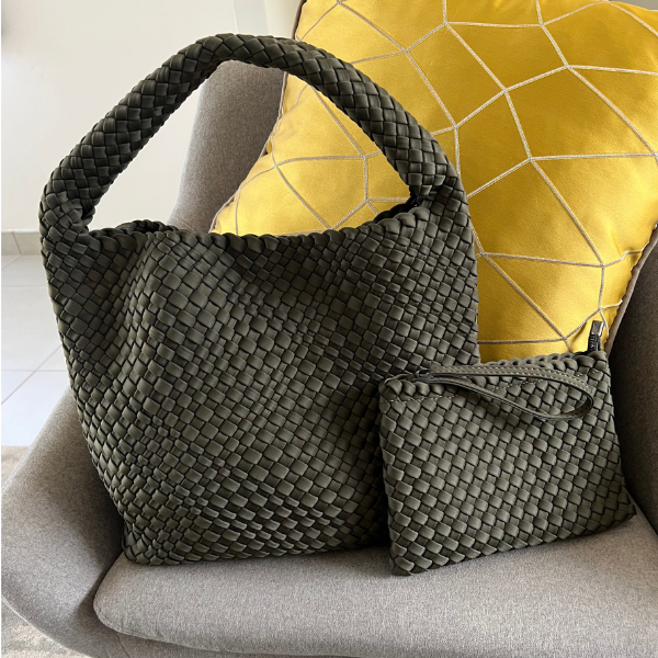 Dark Green Jungle Stylin' Woven Neoprene Handbag and Purse