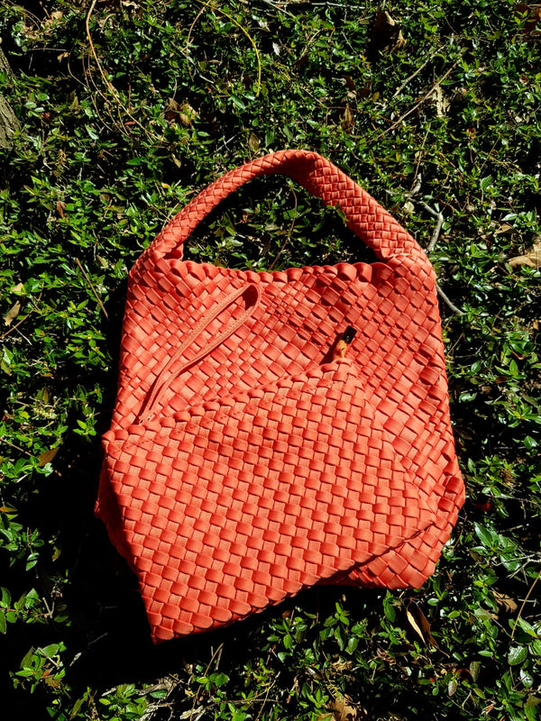 Burnt Orange Stylin' Woven Neoprene Handbag and Purse