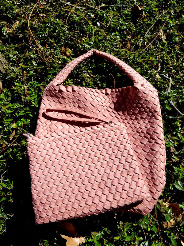 Dusty Pink Stylin' Woven Neoprene Handbag and Purse