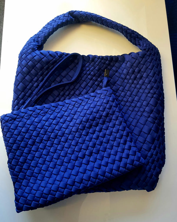 Navy Stylin' Woven Neoprene Handbag and Purse